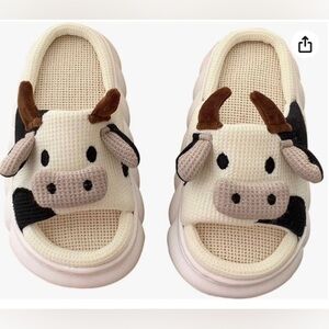 Gaolinci Cartoon Cow Cotton Slippers